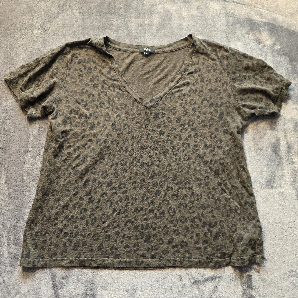 Rails Cara Spotted Military Linen Blend Tee Size Medium